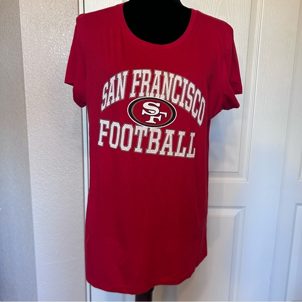 NWT Majestic Fan Fashion Red NFL San Francisco SF Football Tee Shirt Size XL